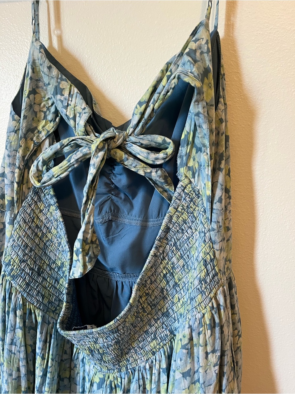 American Eagle Outfitters Blue Floral Maxi Dress with Yellow Accents - Picture 3 of 5